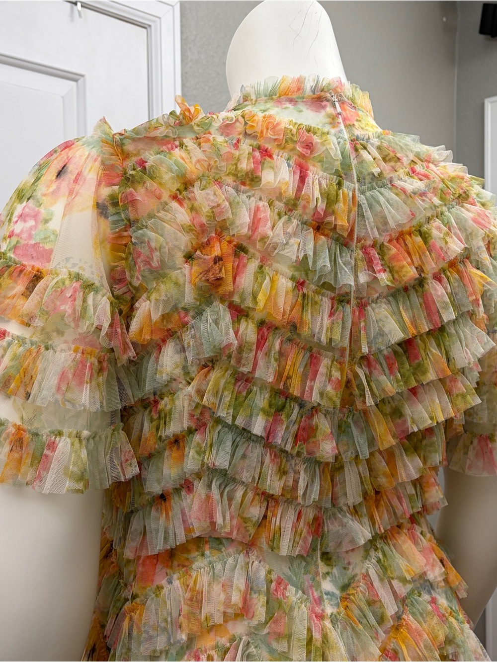 Needle & Thread Pastel Floral Tiered Ruffle Maxi Dress - Size 14 - Picture 7 of 13